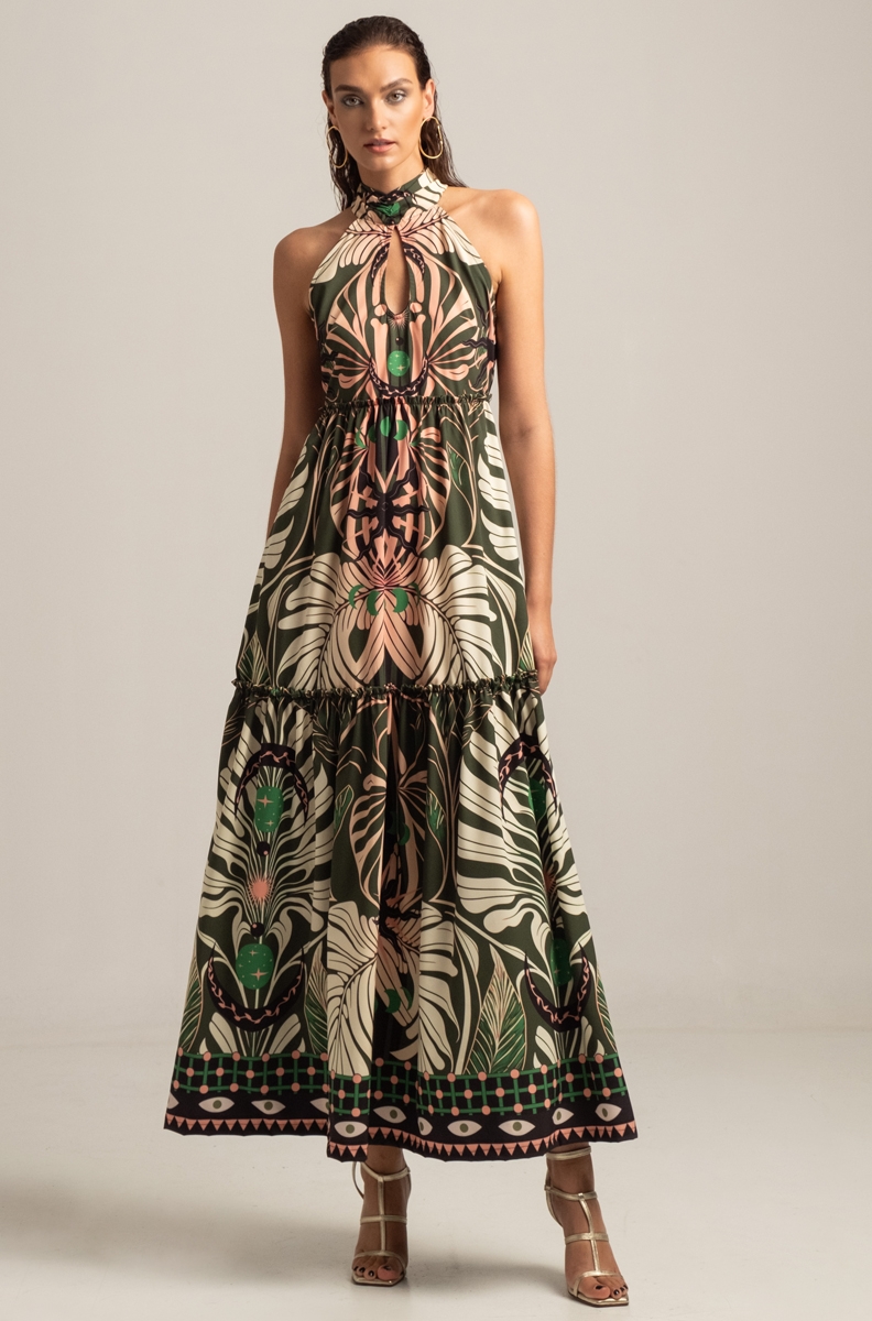 FOLIAGE MAXI TIE-ME DRESS