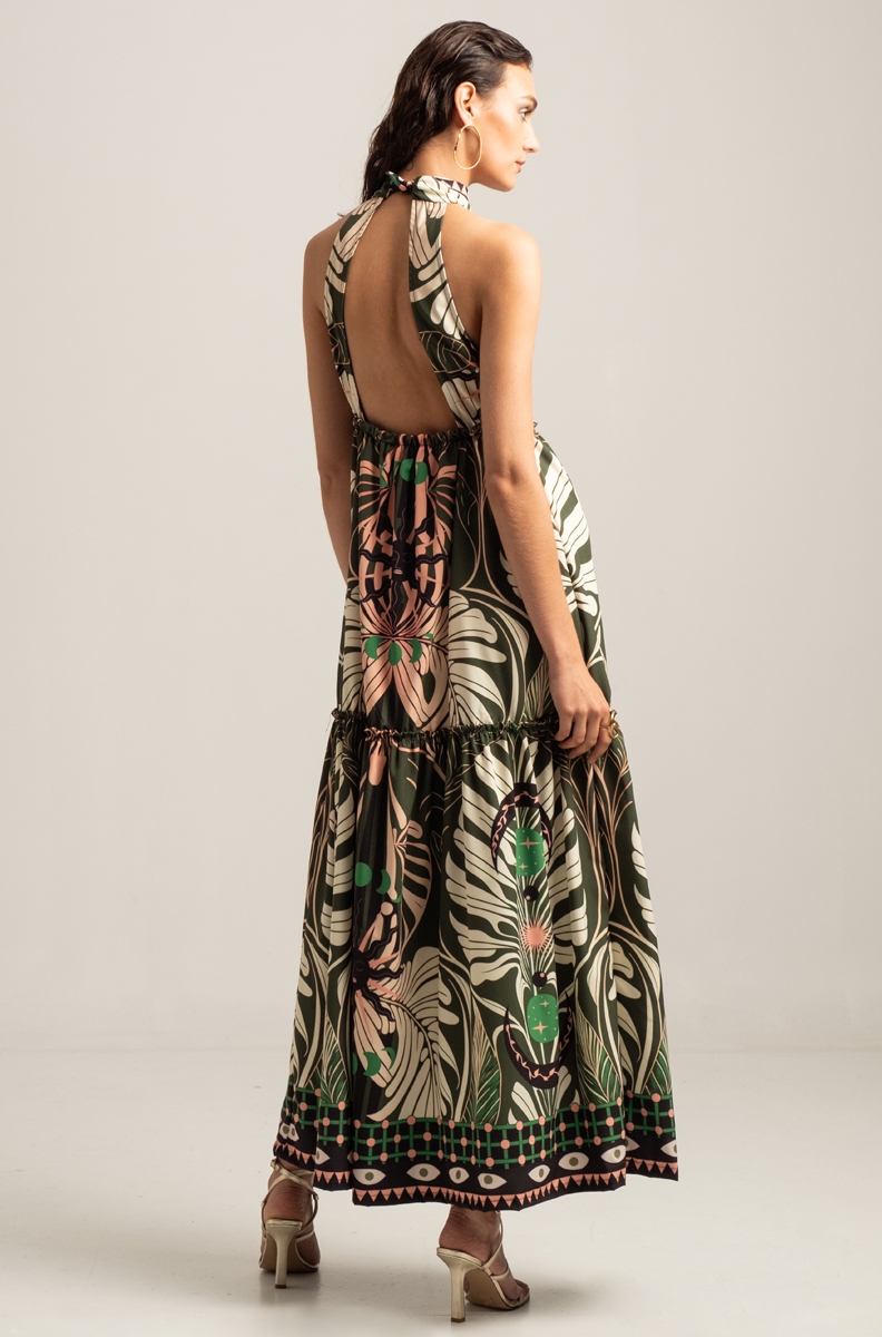 FOLIAGE MAXI TIE-ME DRESS