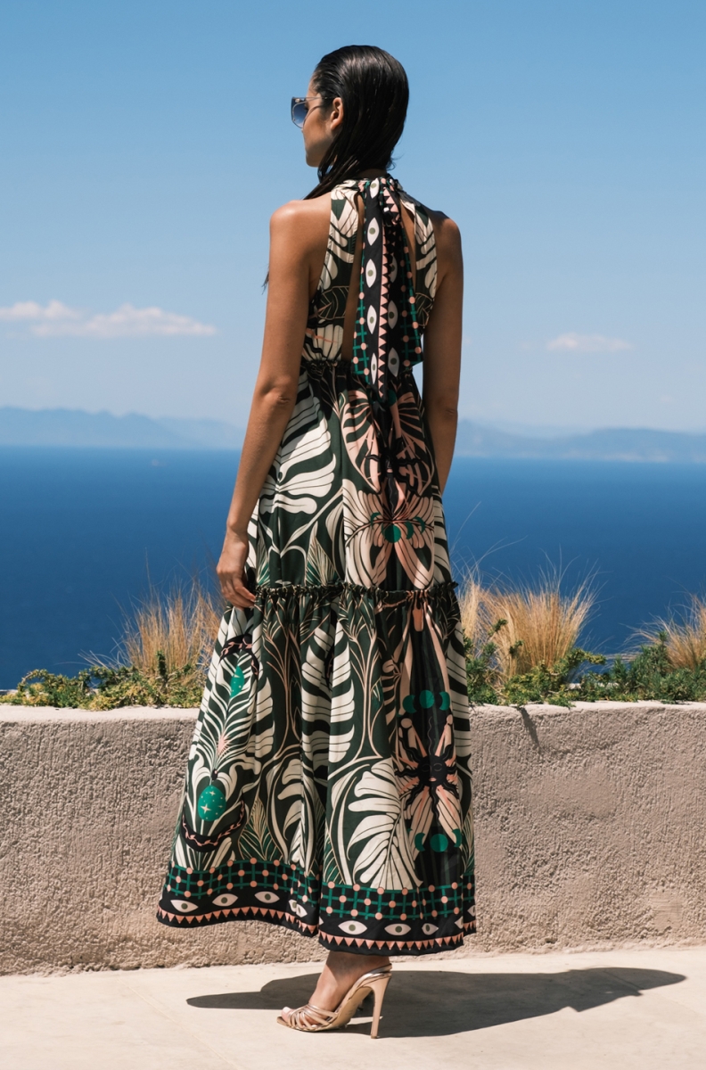 FOLIAGE MAXI TIE-ME DRESS