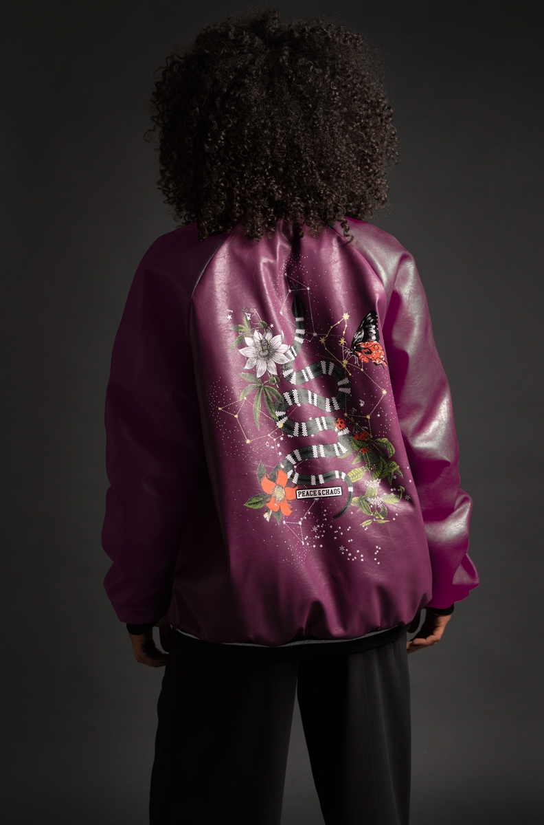 SERPENT BOMBER-Purple Eco Leather