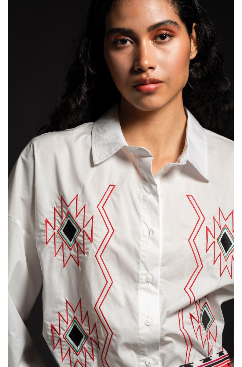 CREST SHIRT - Poplin Cotton with embroidery